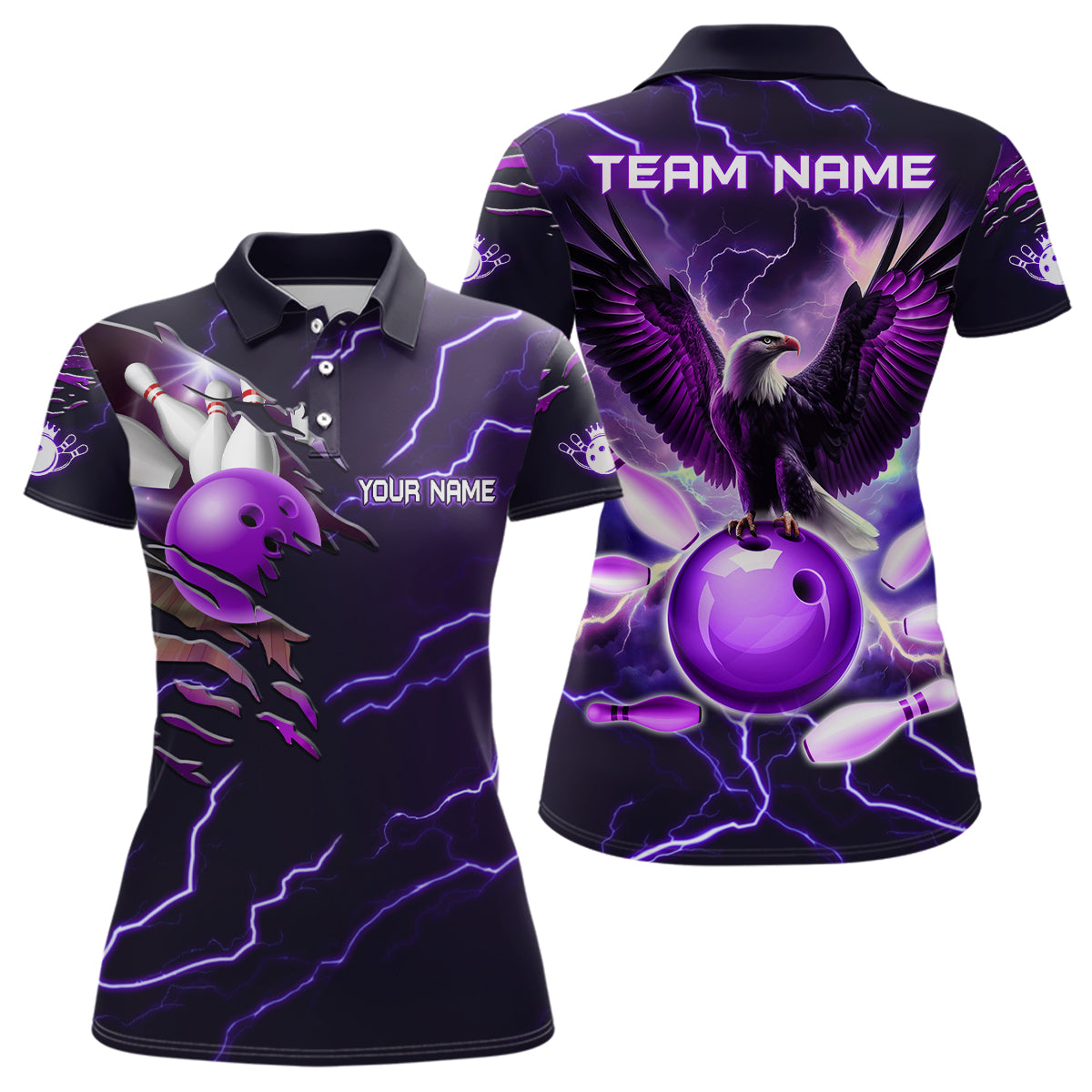 Personalized Women Polo Eagle Bowling Shirts Bowling Team League QZT437