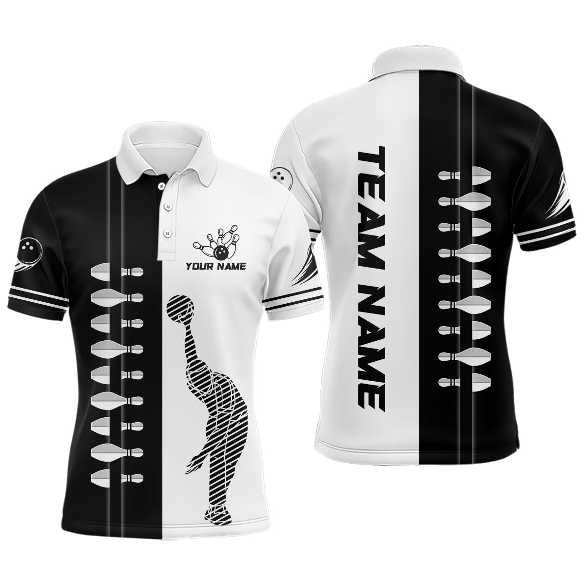 Custom Bowling Shirt Camo Bowling Team League Bowling Pins Shirt for Men Women Polo Bowling Shirt QZT295