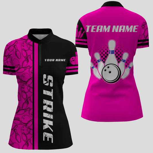 Custom Bowling Shirt for Women Bowling Jersey Bowling Team League Quarter-Zip Shirt QZT100