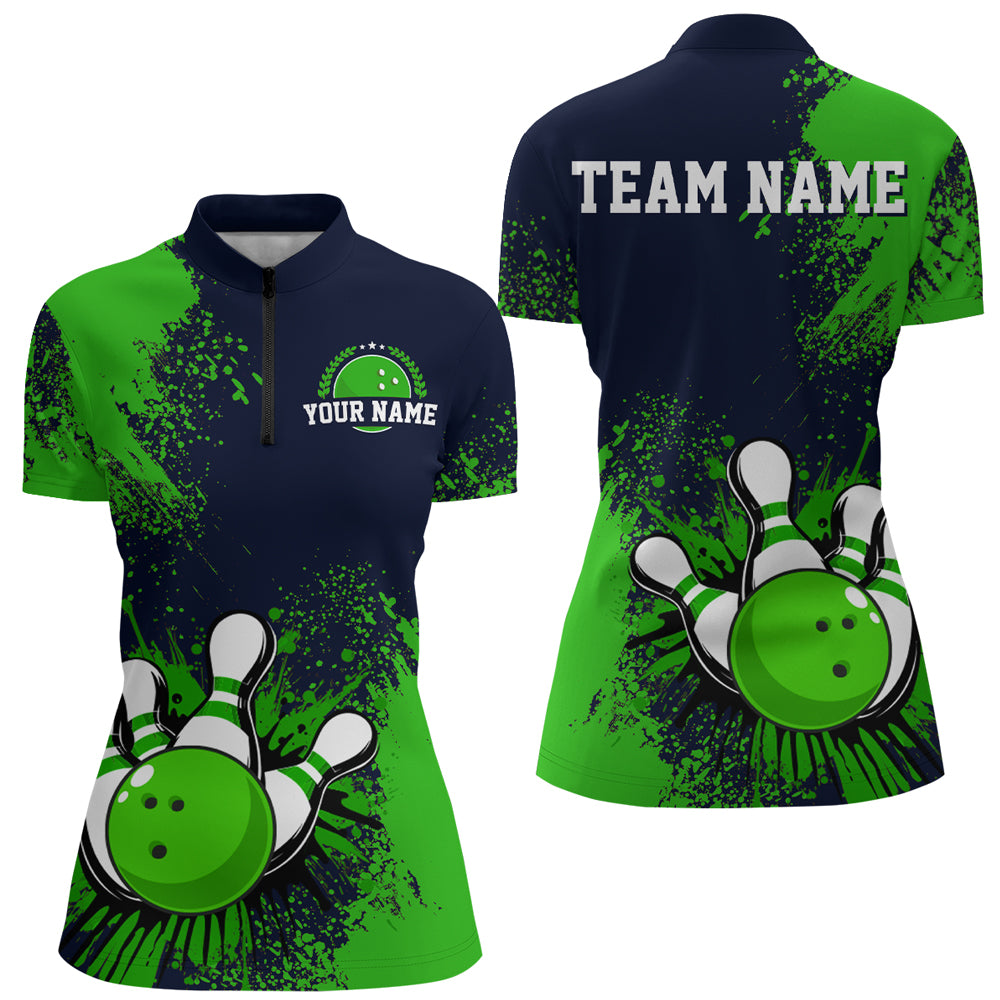 Personalized Women's Bowling Shirts Bowling Jersey Quarter Zip Bowling Performance QZT497