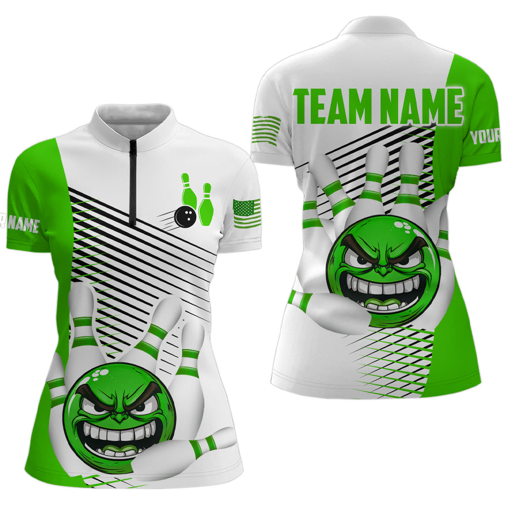 Custom Bowling Shirt Funny Bowling Shirt for Women Bowling Team Jersey 1/4 Zip Shirt Unisex QZT254