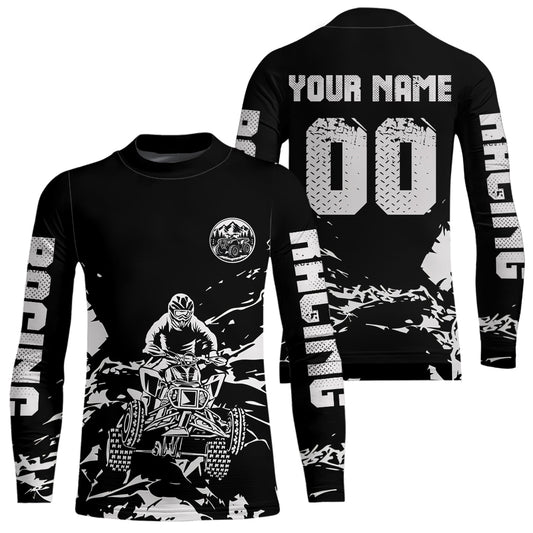 Custom Black & White Quad Bike Jersey Upf30+ Motocross Shirt for Men Women Youth ATV Extreme Off-Road MHT202