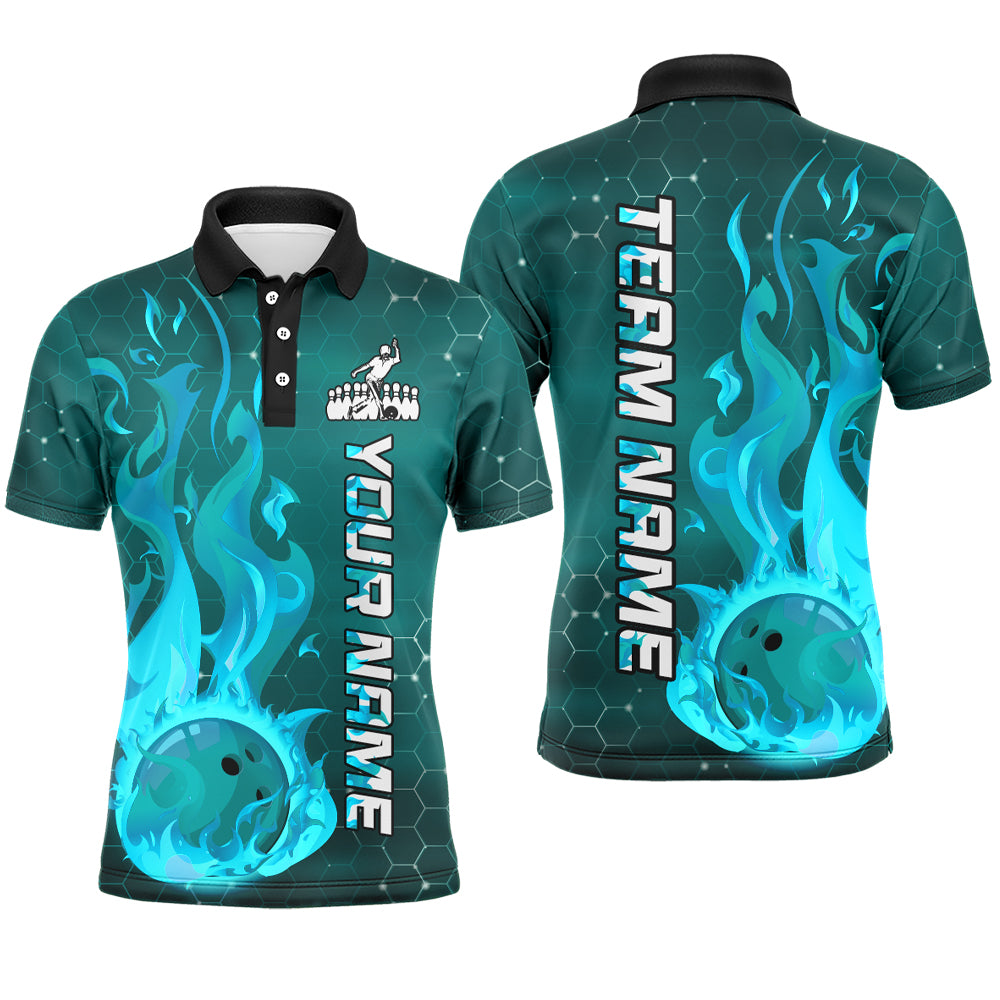 Custom Flame Bowling Shirts Bowling Jersey for Men Polo Bowling Uniform QZT447
