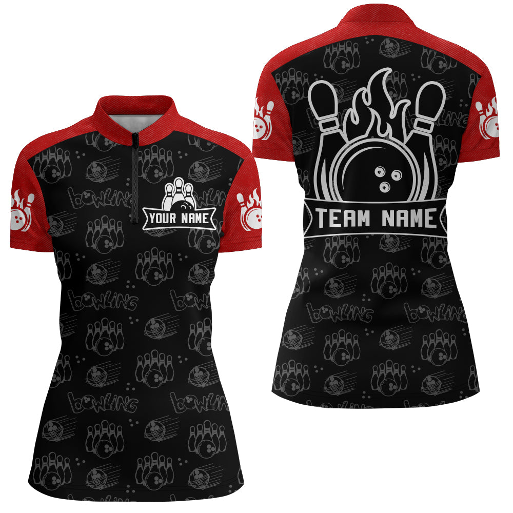Camo Bowling Quarter-Zip Shirt Custom Bowling Jersey for Women Bowling Team League QZT230