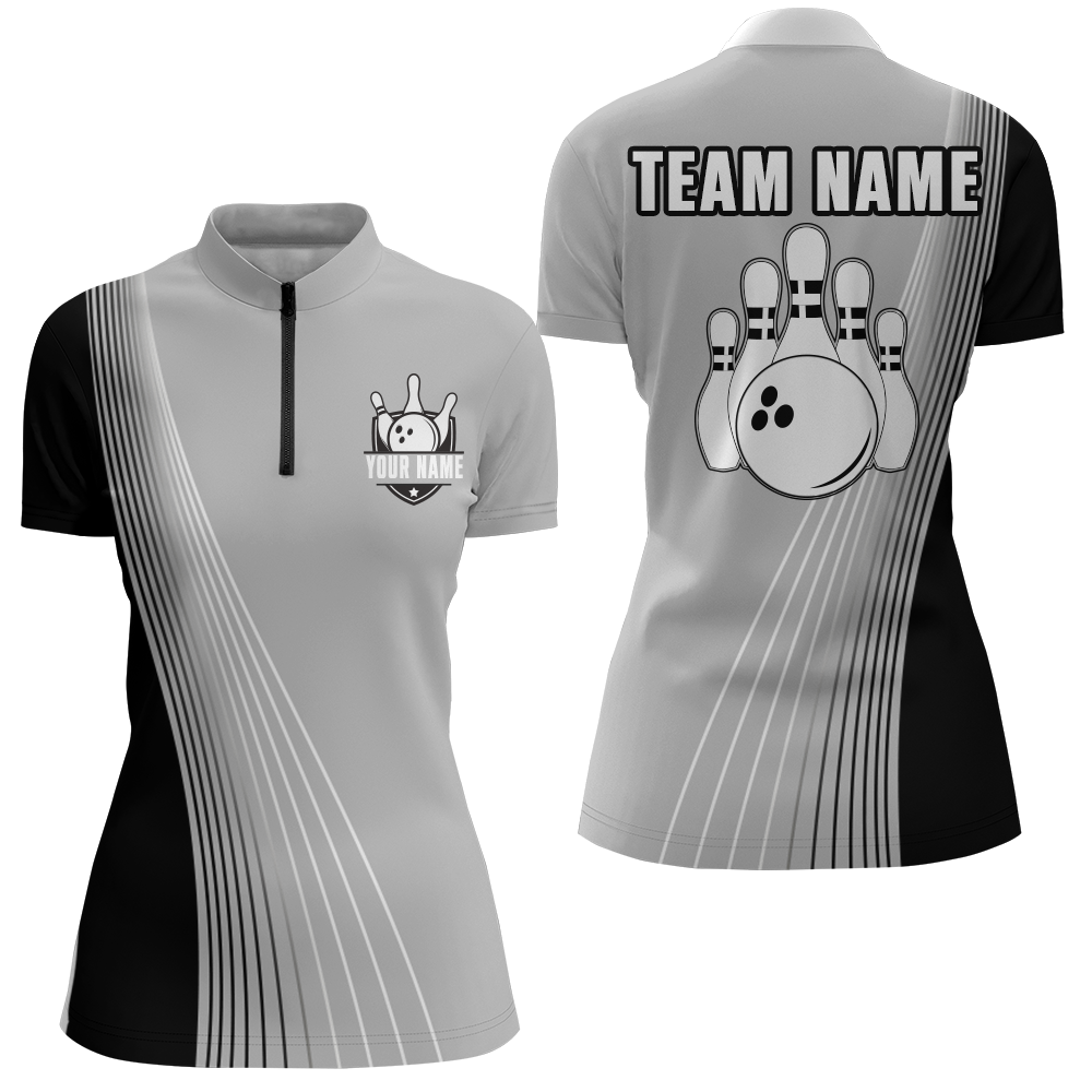 Camo Bowling Quarter-Zip Shirt Custom Bowling Jersey for Women Bowling Team League QZT233