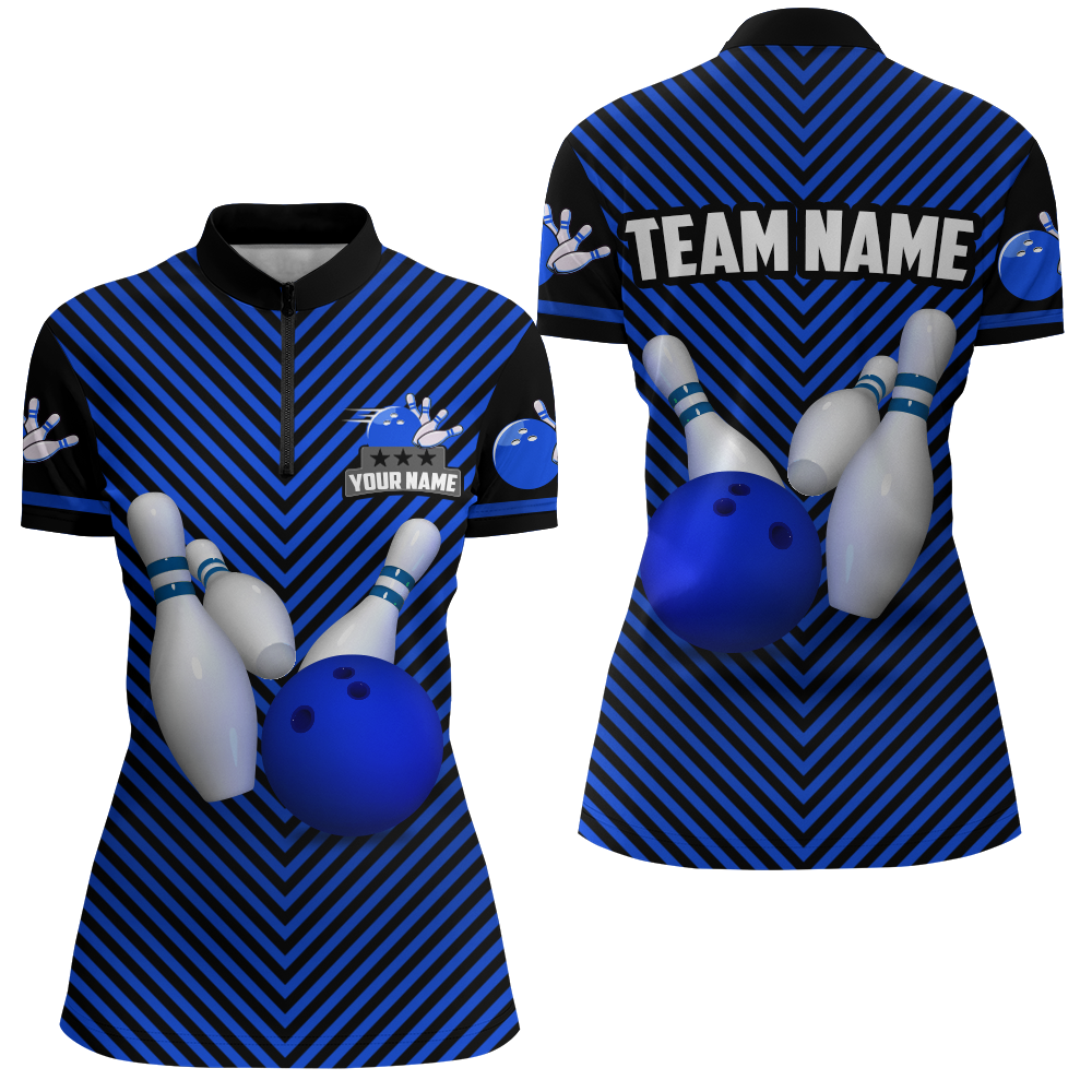 Personalized Bowling Shirt for Women Quarter-Zip Bowling Jersey Bowling Team League QZT239