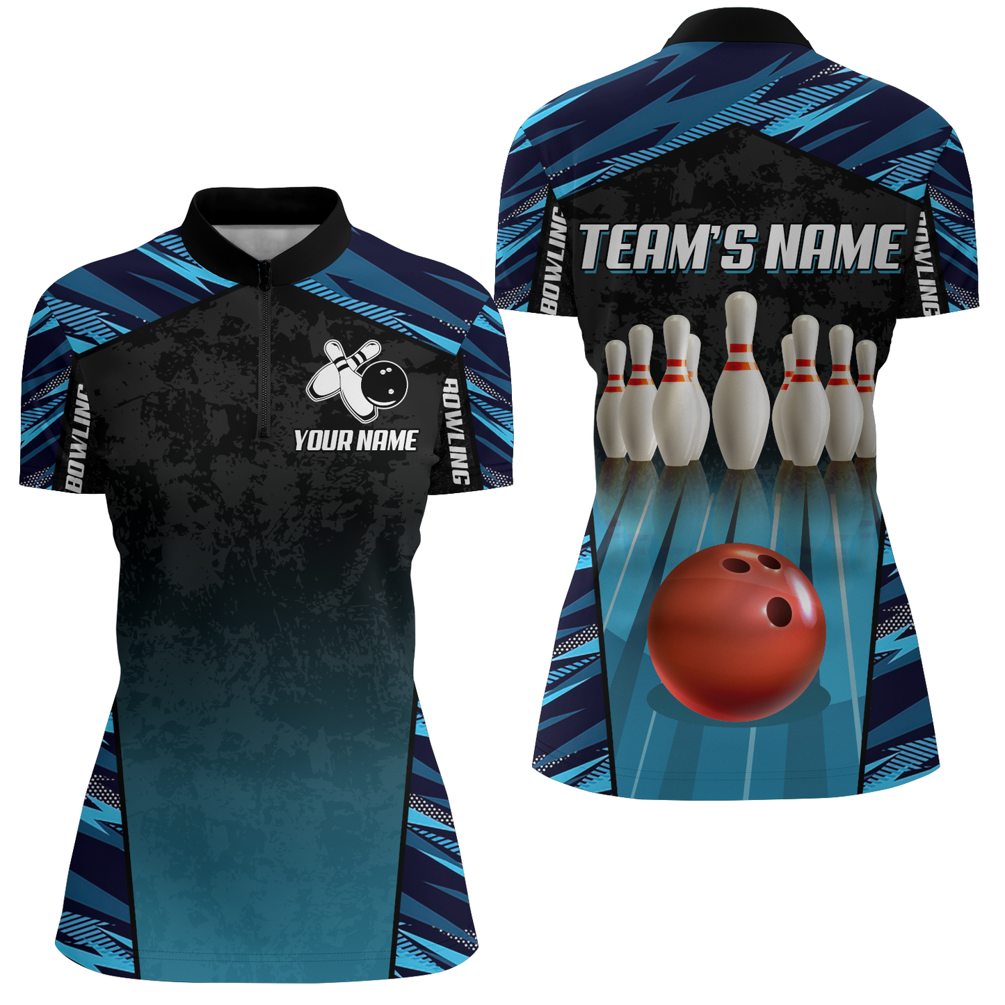 Custom Bowling Shirt for Women Bowling Jersey Bowling Team League Quarter-Zip Shirt QZT72