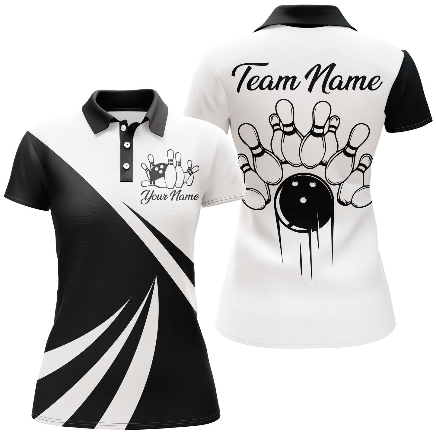 Camo Bowling Polo Shirt Custom Bowling Jersey for Women Bowling Team League QZT226