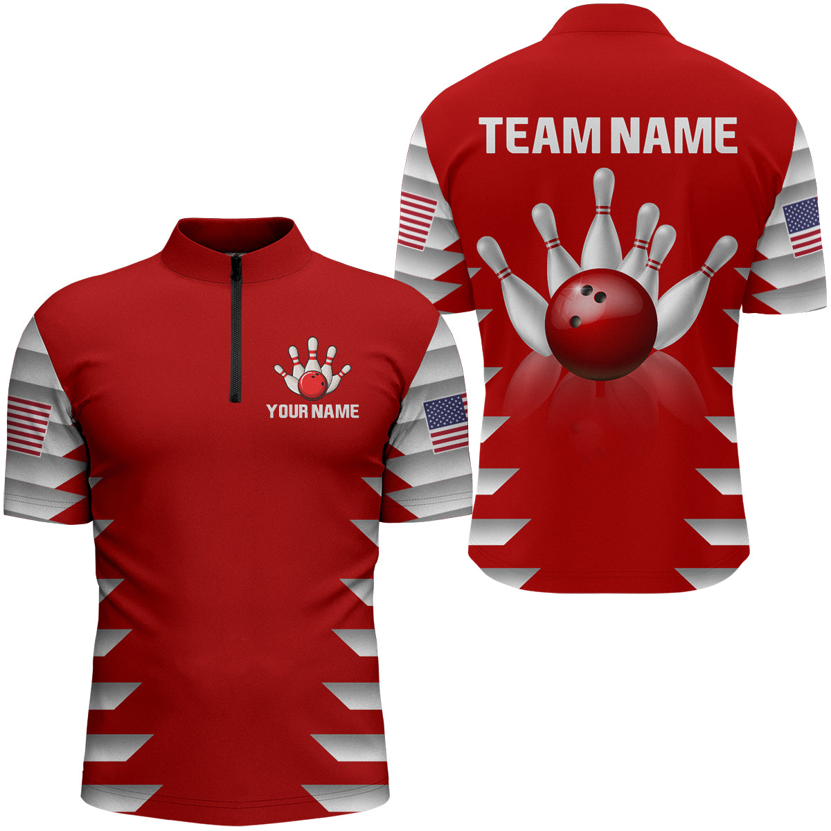 Custom Bowling Shirt for Men Bowling Jersey Bowling Team League Quarter-Zip Shirt QZT210