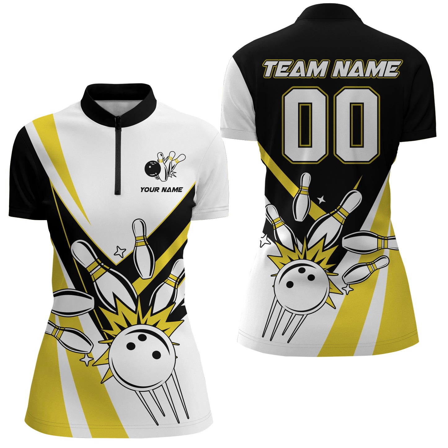 Bowling Quarter-Zip Shirt for Women Custom Bowling Team Shirt Bowlers Jersey QZT15