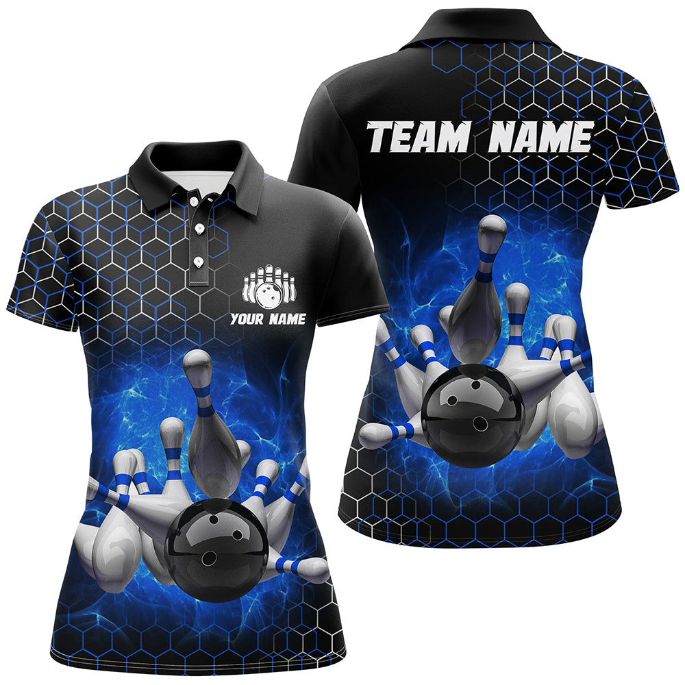 Personalized Blue Bowling Jersey Men and Women Custom Bowling Polo Shirt Team BDT490