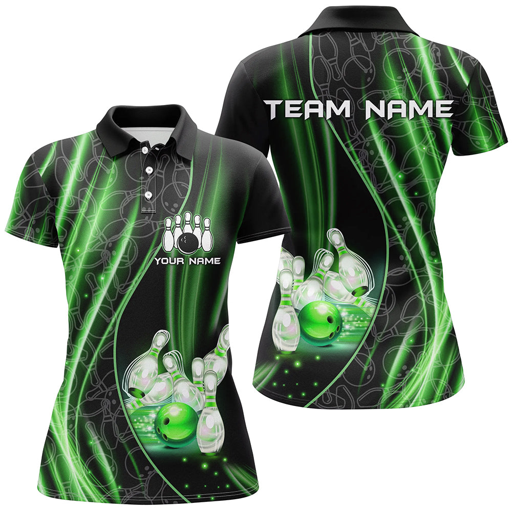 Green Light Bowling Shirt For Men Women Custom Team Bowling Jersey For Couples BDT504