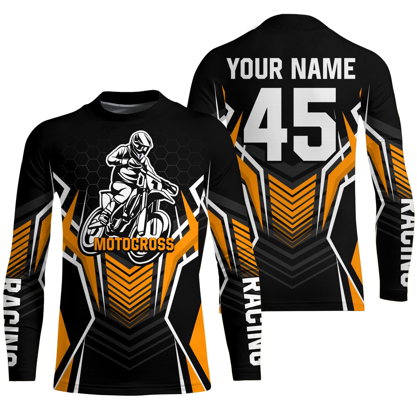 Orange Motocross Jersey Men Women Kid Upf30+ Custom Dirt Bike Shirt Off-Road Jersey Boys Girls PDT668