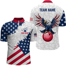Load image into Gallery viewer, Custom American Bowling 1/4 Zip Shirt for Men & Women Eagle Bowling Jersey Team League White BDT548