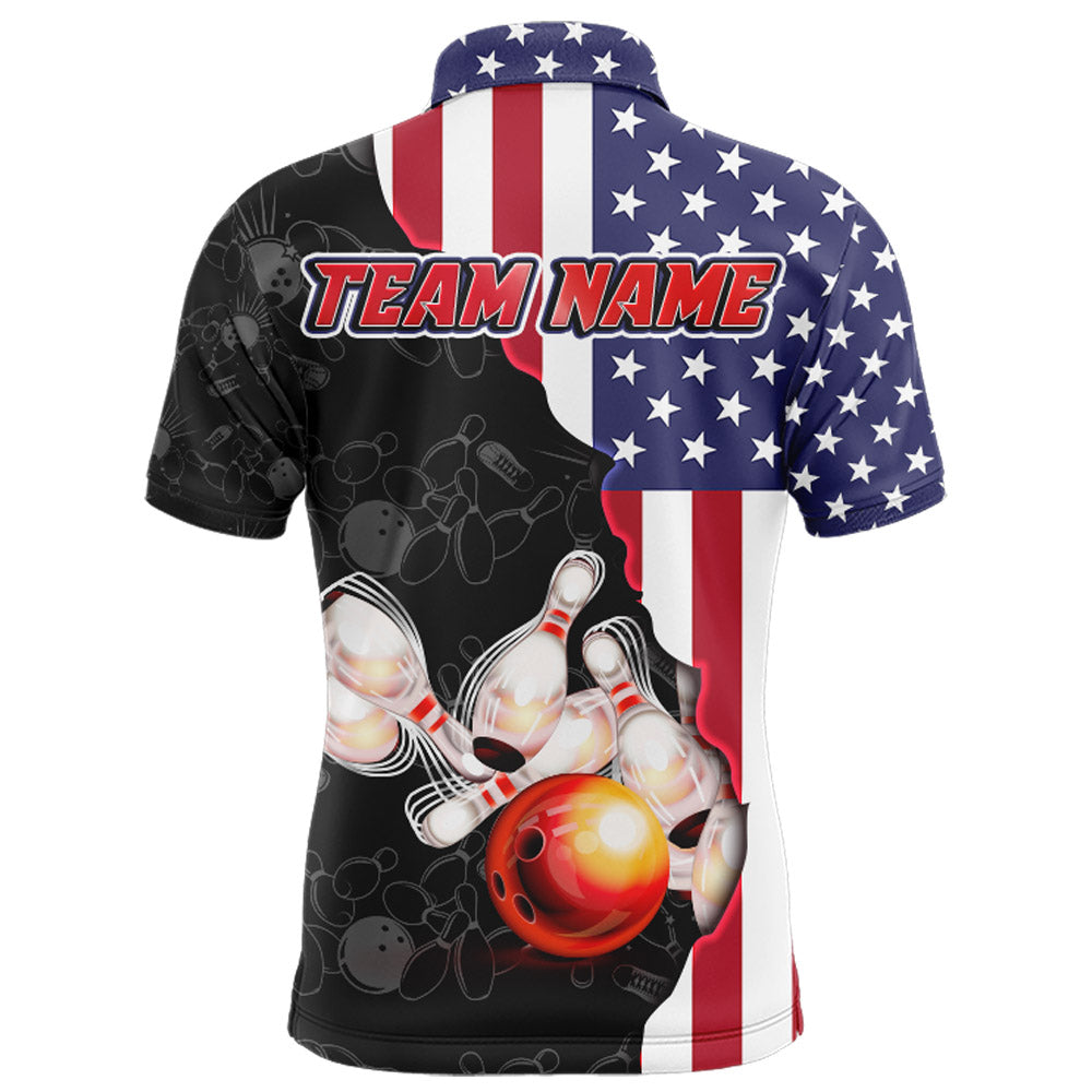 American Bowling Shirt For Men Patriotic Bowling Jersey Team League Bowling Polo Shirt BDT313