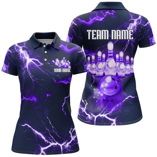Bowling Polo Shirt For Women Lightning Thunder Bowling Jersey Custom Bowling Jersey BDT389