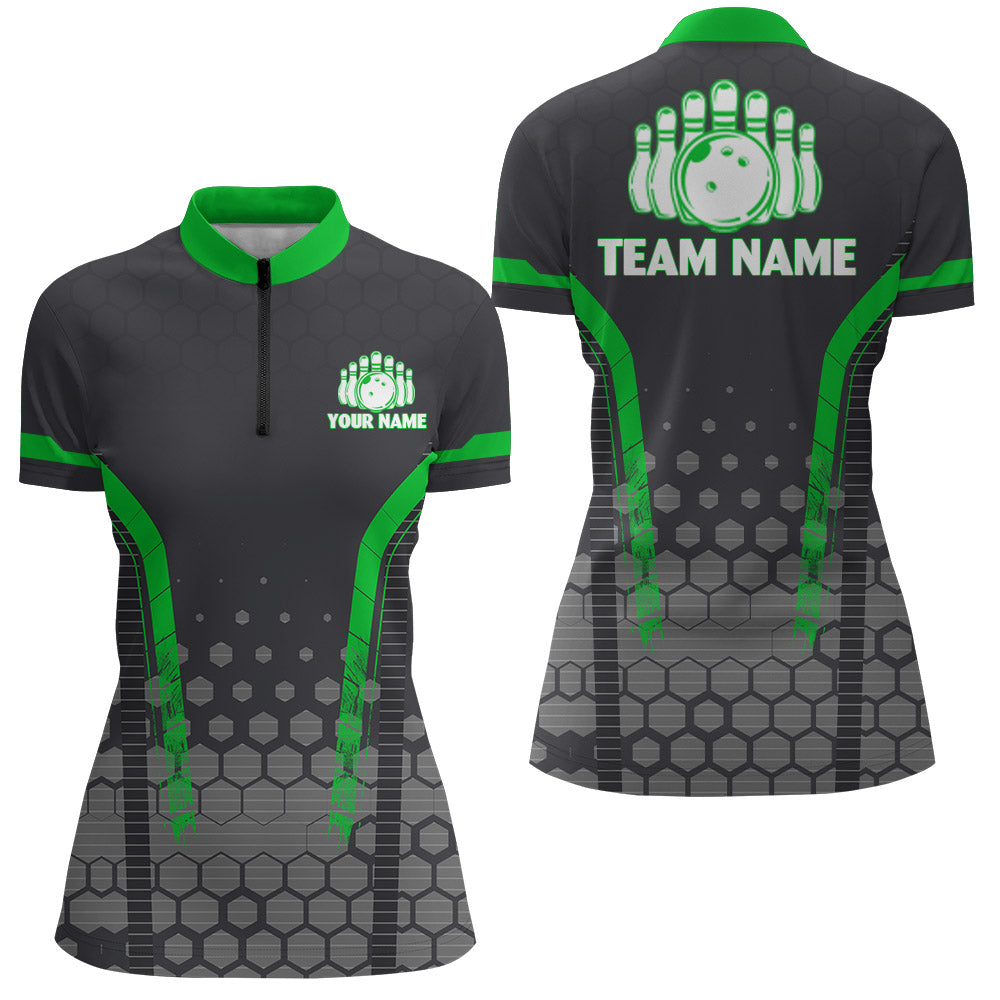 Personalized Bowling Quarter-Zip Shirts Women Custom Bowling Jersey Team Bowlers BDT269
