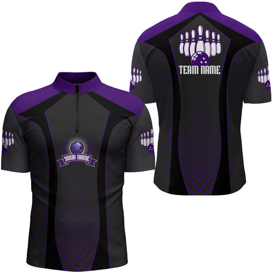 Bowling Quarter-Zip Shirt For Men Custom Name Bowling Jersey Bowling Team Shirt BDT266