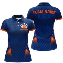 Load image into Gallery viewer, Navy&Orange Bowling Jersey Men & Women Custom Bowling Polo Shirt Team League BDT526