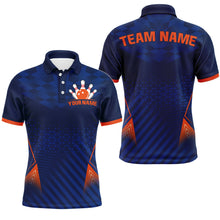 Load image into Gallery viewer, Navy&Orange Bowling Jersey Men & Women Custom Bowling Polo Shirt Team League BDT526