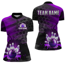 Load image into Gallery viewer, Custom Purple Bowling Shirts For Men & Women Bowling Team League Jersey Unisex Quarter-Zip BDT533