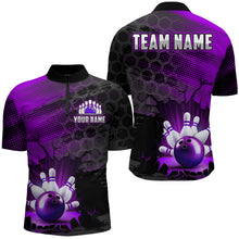 Load image into Gallery viewer, Custom Purple Bowling Shirts For Men & Women Bowling Team League Jersey Unisex Quarter-Zip BDT533