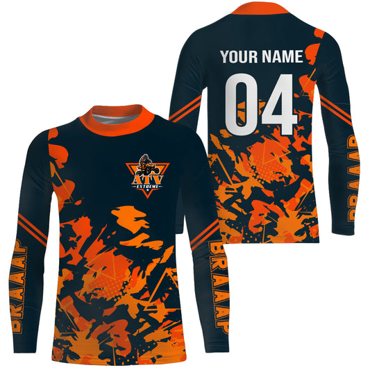 Custom ATV Motocross Jersey Kid Men Women UPF30+ Orange Quad Bike Shirt Off-Road PDT844