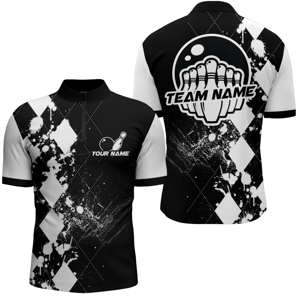 Bowling Quarter-Zip Shirts For Men Bowling Team League Jersey Custom Bowling Shirt BDT218