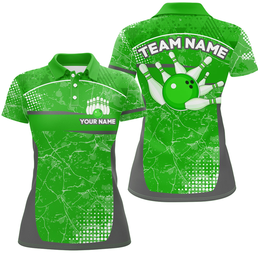 Custom Green Bowling Shirt For Men & Women Camo Bowling Team Jersey Polo Bowling Shirts BDT582