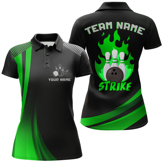 Custom Bowling Polo Shirt Women Strike Bowling Team Jersey American Flag Bowling Shirt BDT380