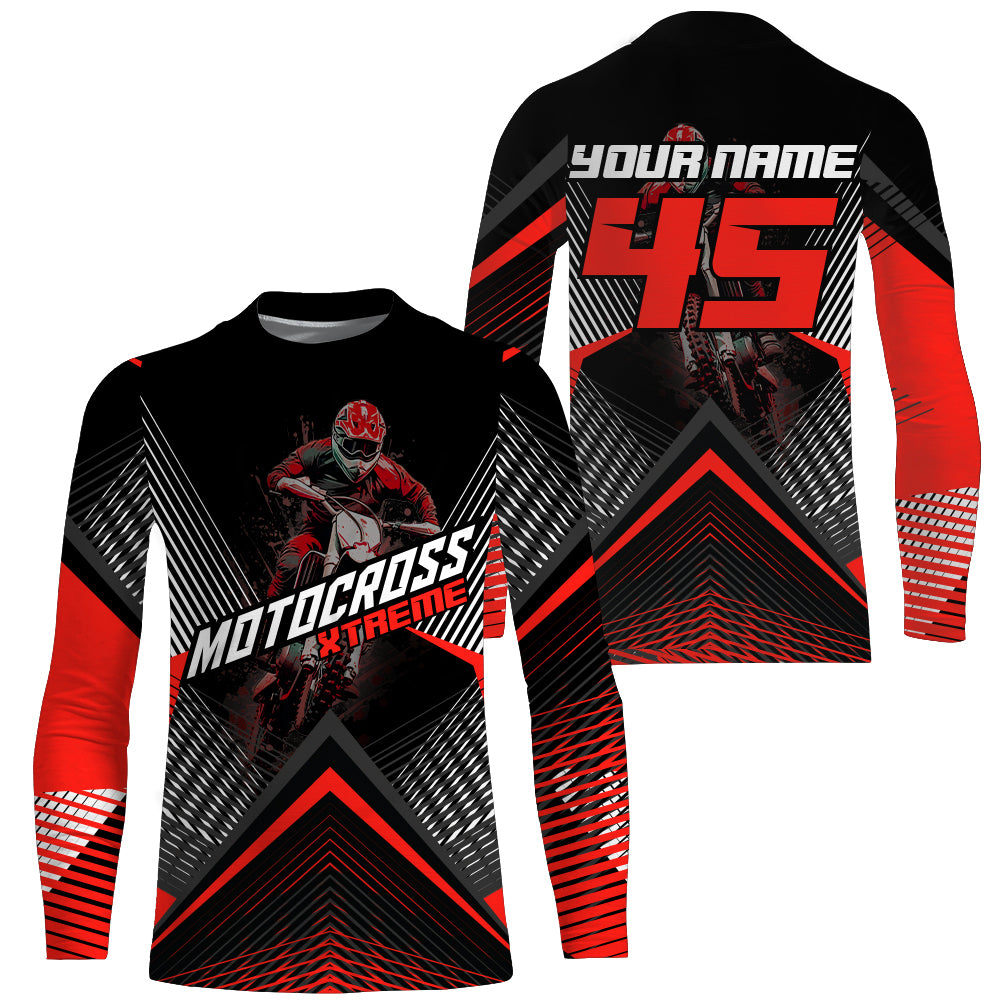 Custom Motocross Riding Jersey Men Women Kid Upf30+ Red MX Dirt Bike Shirt Off-Road Jersey PDT673