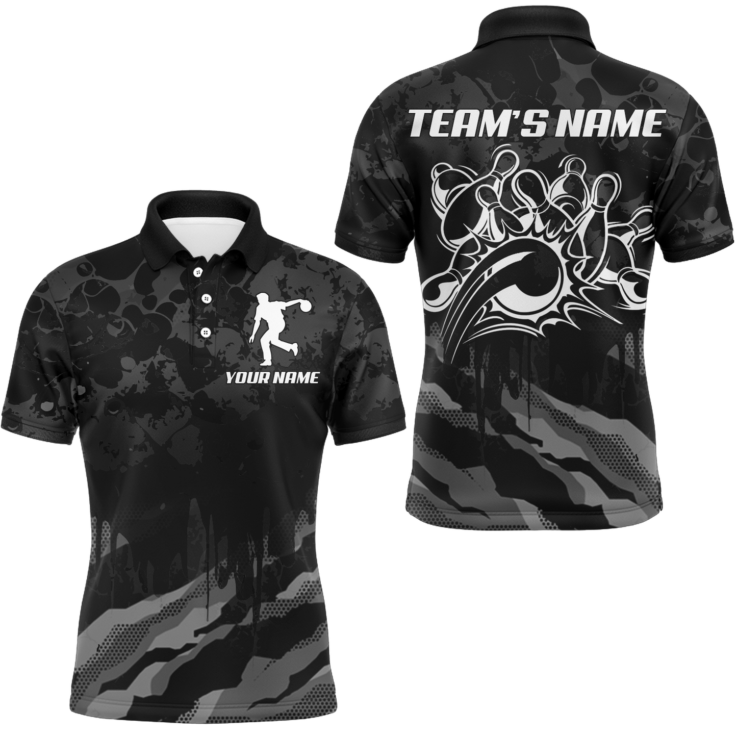 Men Bowling Polo Shirt Custom Camo Bowling Jersey Bowling Team League Shirt BDT285