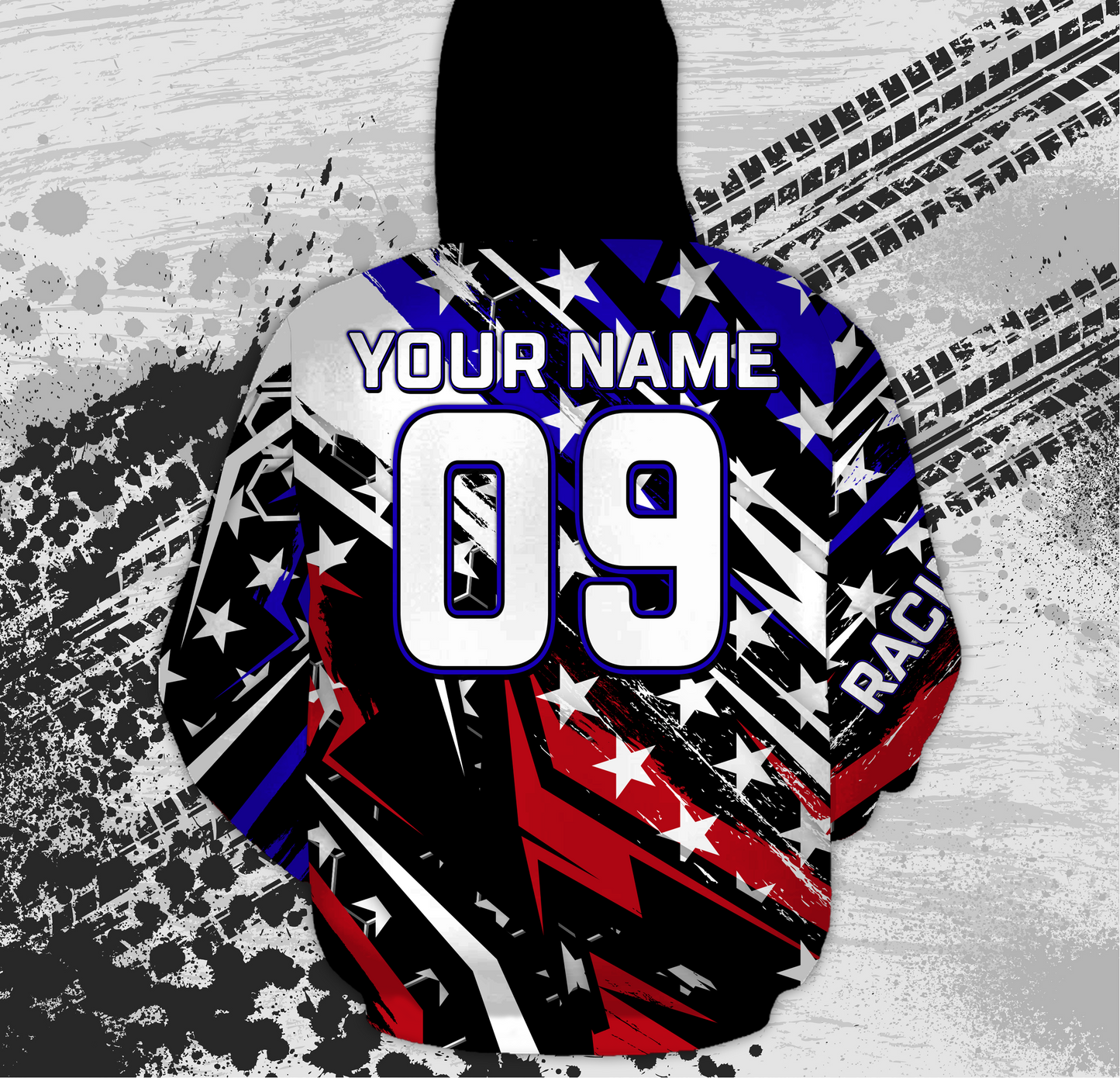 American Flag Quad Bike Hoodie For Adult ATV Motocross Hooded Jersey Patriotic Off-Road PDT908