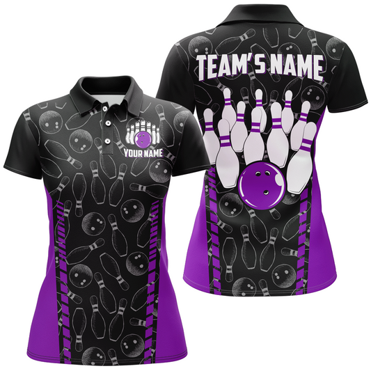 Custom Bowling Jersey For Women Seamless Pattern Bowling Shirt Team Bowling Polo Shirt BDT302