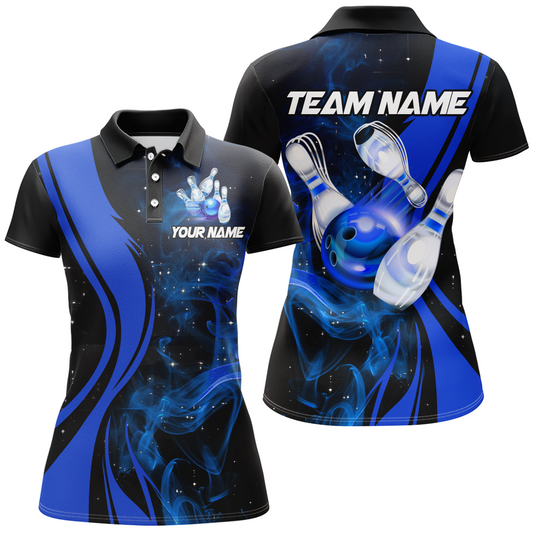 Blue Bowling Shirt Personalized Men & Women Bowling Team Jersey Bowling Polo Shirts BDT570