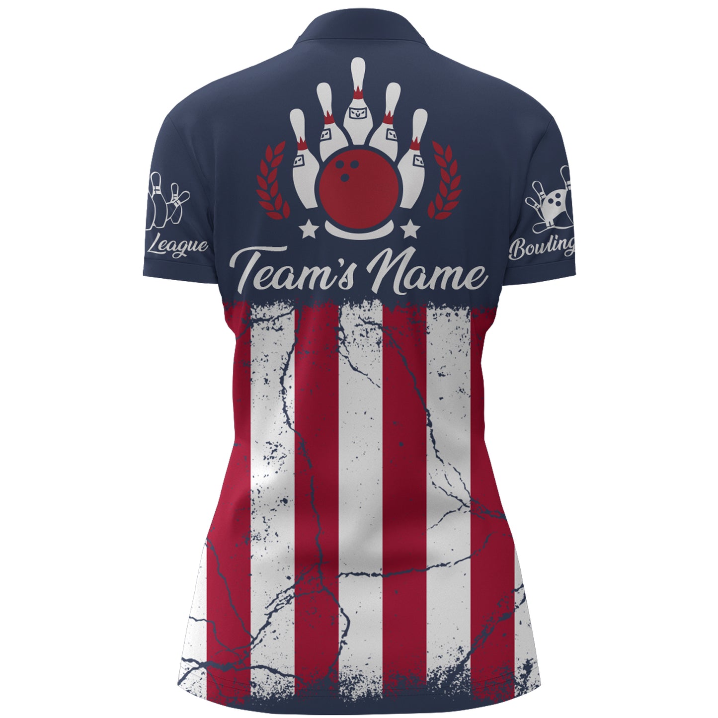 American Flag Bowling Quarter-Zip Shirt For Women Custom Bowling Team Jersey Navy Bowling Shirt BDT244