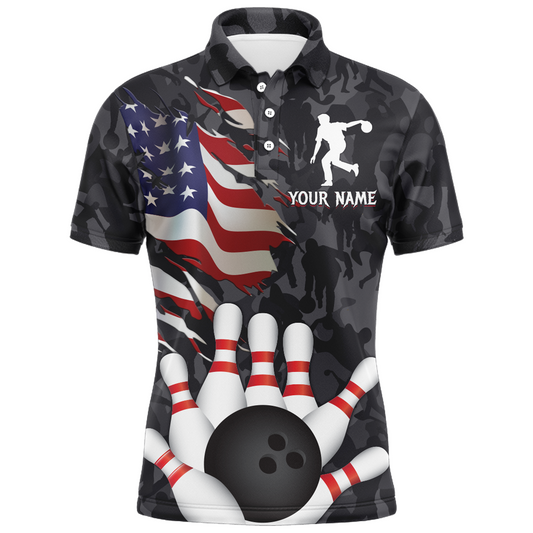 Camo Bowling Shirt Men Custom American Bowling Jersey Team League Bowling Polo Shirt BDT325