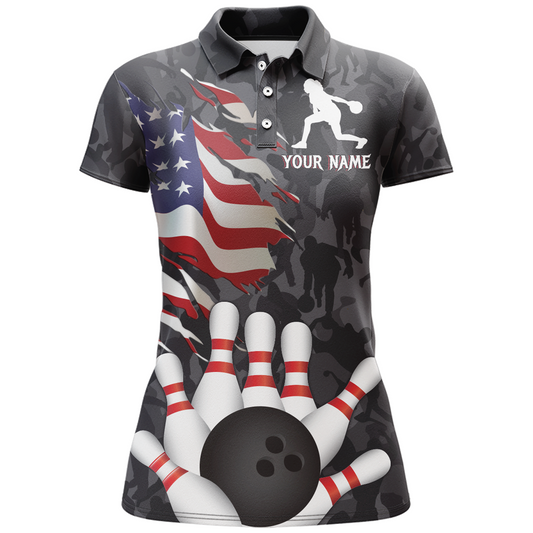 Camo Bowling Shirt Women Custom American Bowling Jersey Team League Bowling Polo Shirt BDT325
