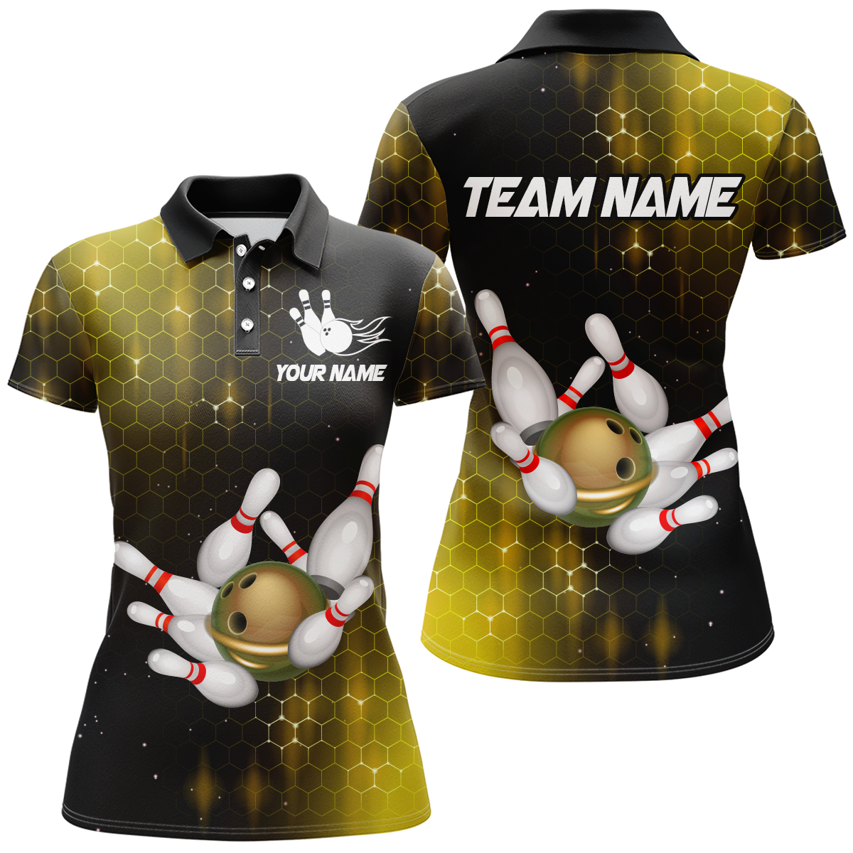 Personalized Yellow Bowling Shirts Men Women Bowling Team Jersey Bowling Polo Shirt BDT488