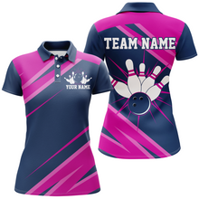 Load image into Gallery viewer, Custom Navy&Pink Bowling Shirt For Men & Women Bowling Team Jersey Polo Bowling Shirts Unisex BDT581