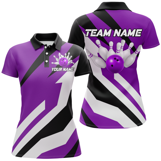 Purple Bowling Polo Shirts Unisex Custom Bowling Jersey for Men & Women Bowling Team League BDT553