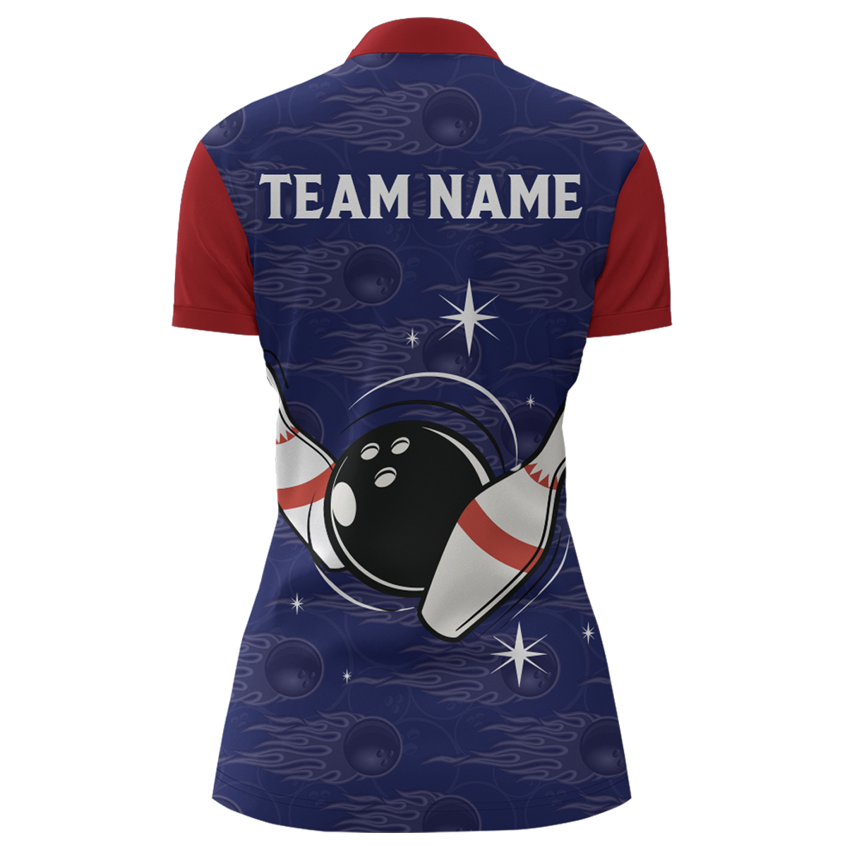 Navy Bowling Quarter-Zip Shirt Women Custom American Bowling Jersey Seamless Pattern Bowling Shirts BDT319