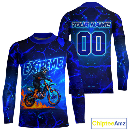 Lightning Motocross Jersey Blue Dirt Bike Shirt Men Kid Women Youth Off Road Shirt XM384