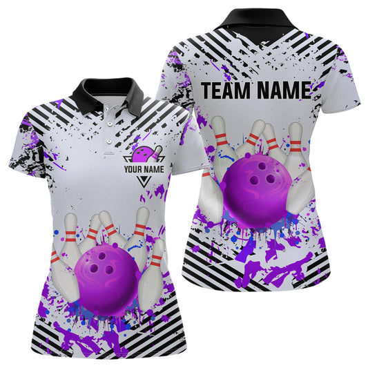 Purple Bowling Shirts Custom Watercolor Bowling Jersey for Men Women with Team Name MBL53