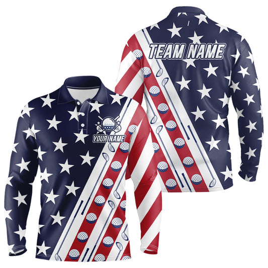 Custom American Golf Polo Shirt Patriotic Golf Shirts for Men Women Team Name MMG38