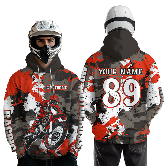 Camo Red Motocross Hoodie Men Women Dirt Bike Racing Hoodie Custom Riding Shirt MH164