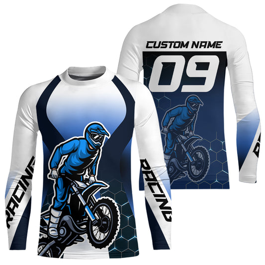 Custom Blue Motocross Jersey Youth Dirt Bike Shirt Men Kid Women Motorcycle Shirts XM340