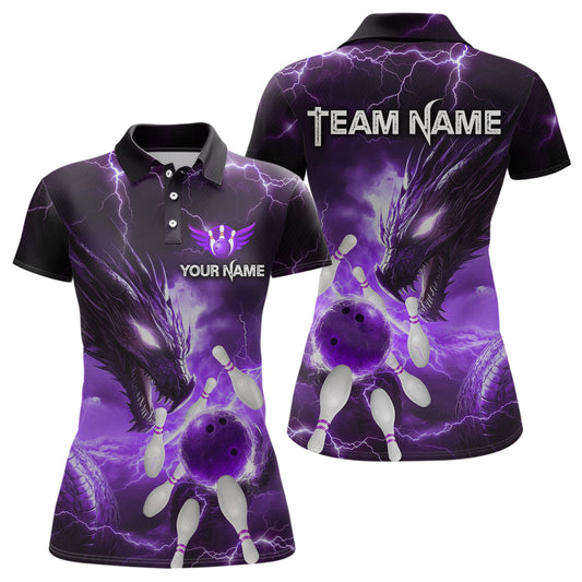 Custom Dragon Bowling Shirt Purple Thunder Bowling Jersey for Men Women Team MBL82