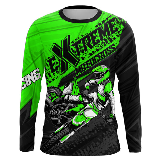 Green Motocross Racing Jersey Upf30+ Kid Men Women Dirt Bike Shirt Off-road Jersey XM285