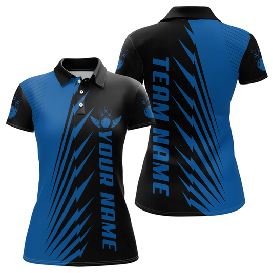 Custom Blue Bowling Shirts for Men Women Team Bowling Polo & 1/4 Zip Shirt MBL48